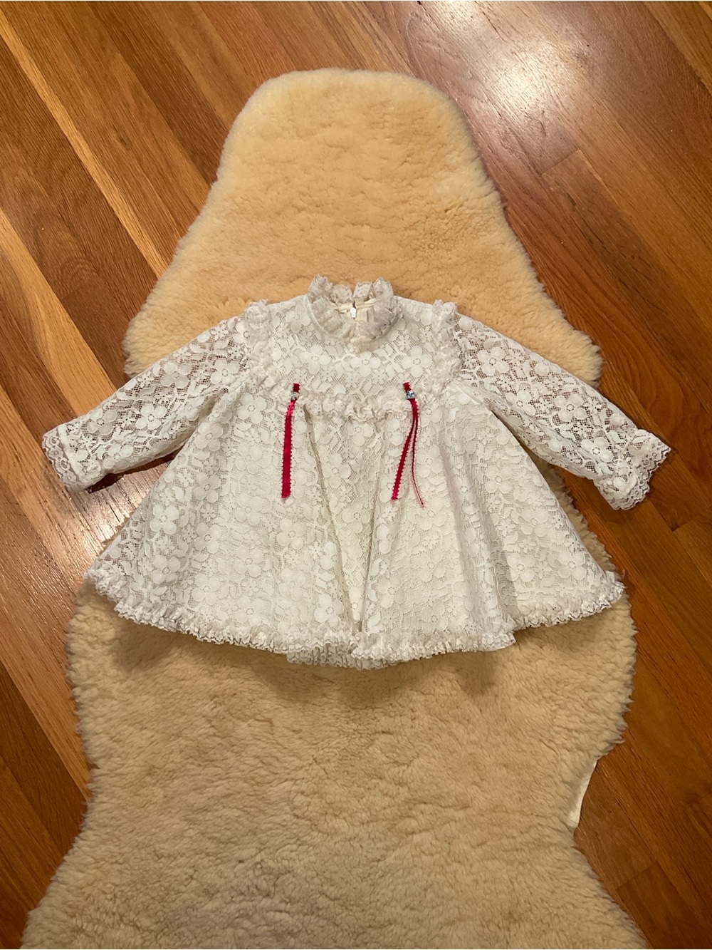 Vintage K.L.L. off-white lace dress